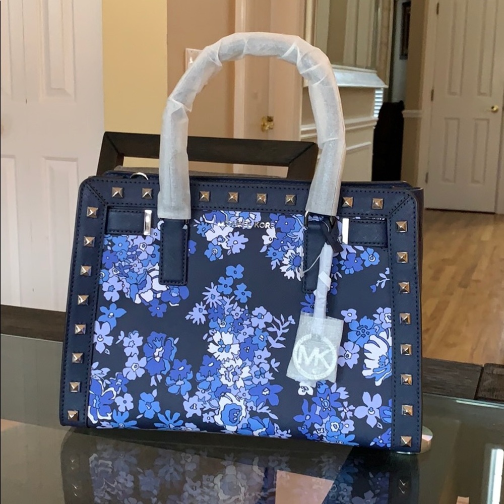 Michael Kors Blue Floral Shoulder Bag